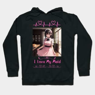 I Love My Maid Heart Anime Girl Hoodie